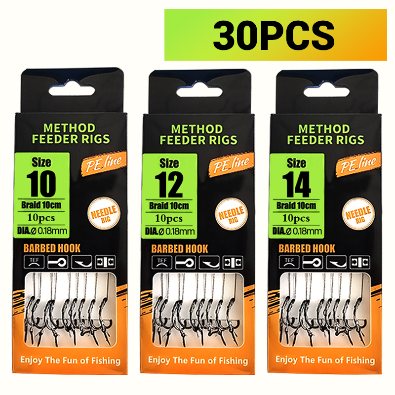Fishing Hook Assortment - Karpfenangeln-Rigs vorgebunden, Method Feeder & Hair