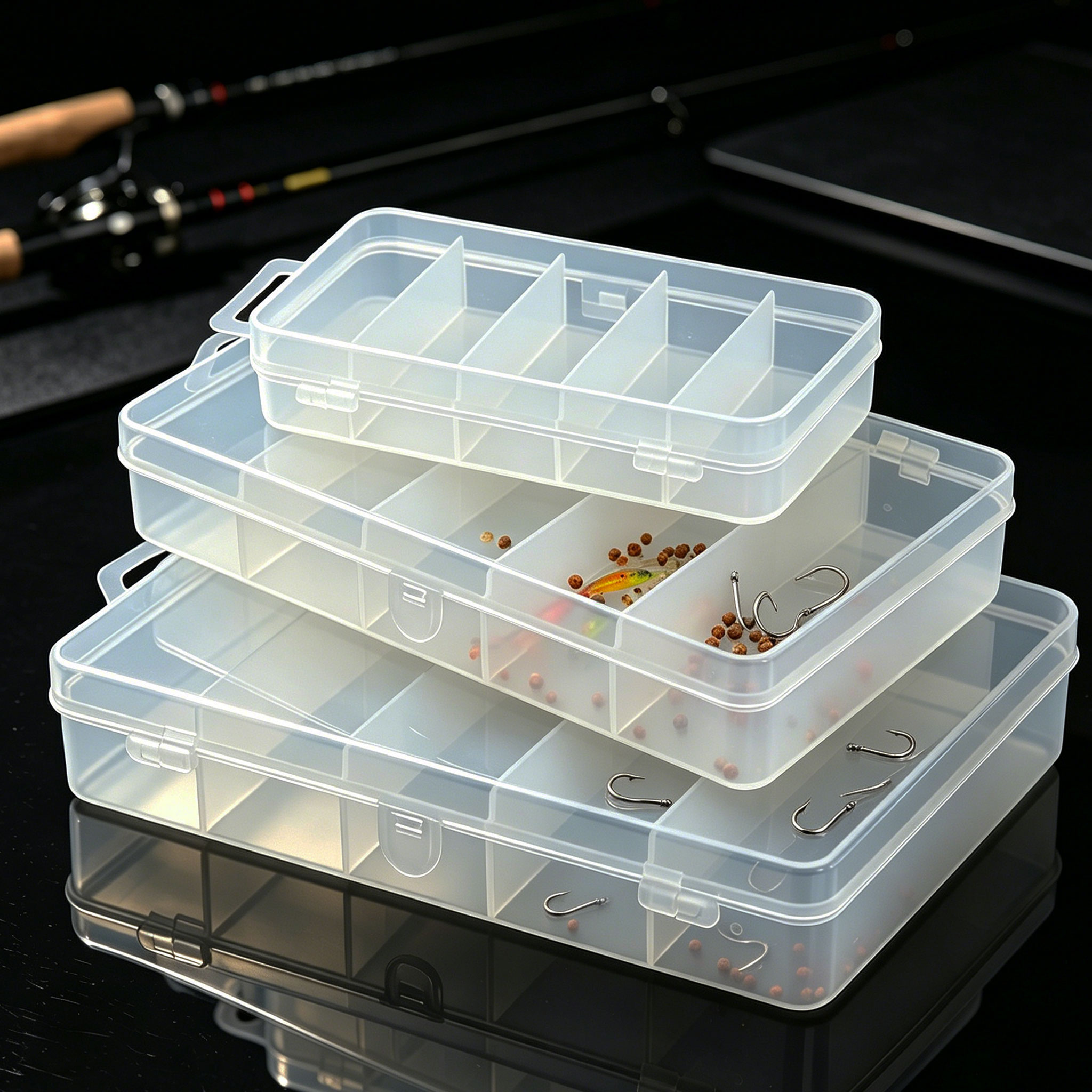 Fishing Hook Box - 1/3 Stück Plastik-Angelköderbox in 3 Größen,