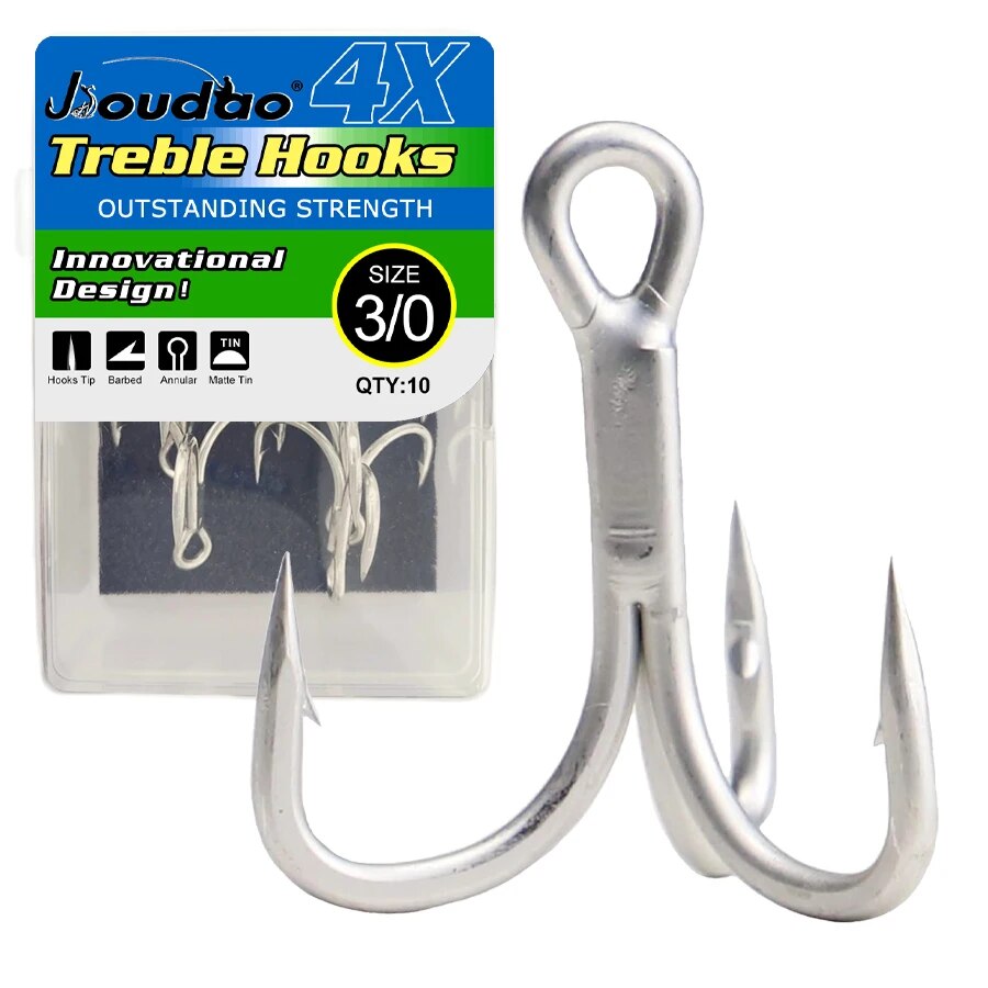 Fishing Hook Barbless - Angel-Drillinge, Hartstahl, 4 x starke, scharfe