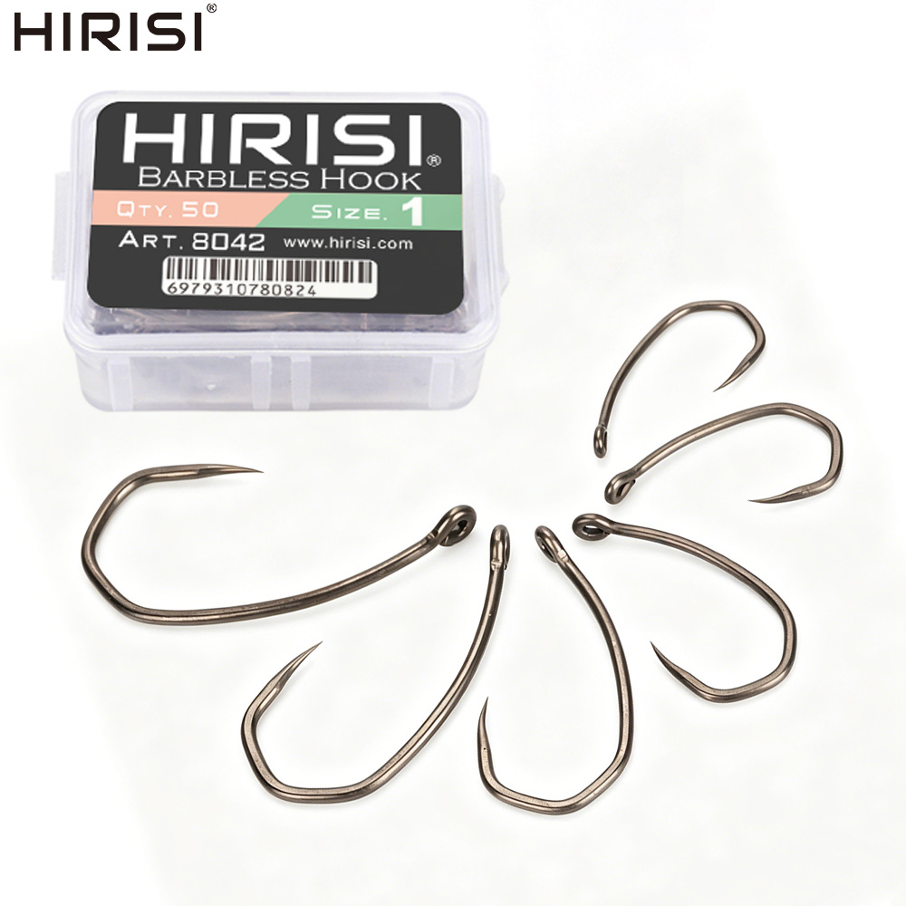Fishing Hook Barbless - Hirisi 8042 100 Stück PTFE-beschichtete Angelhaken