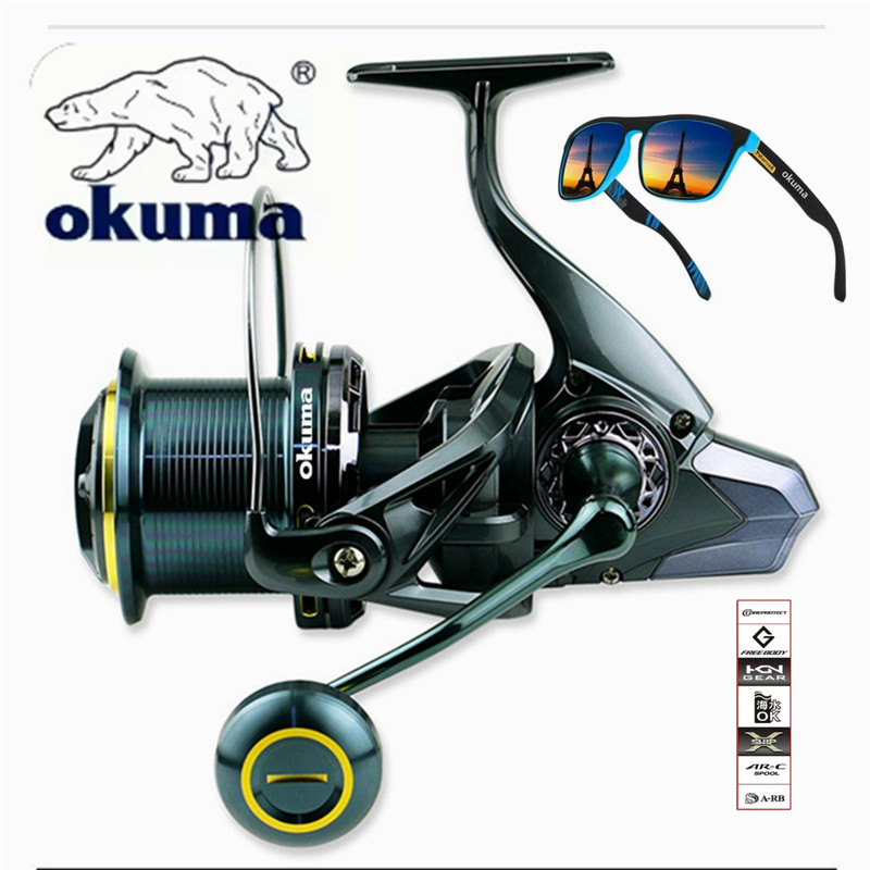 Abu Garcia Reel Max - OKUMA Angelrolle 9000-14000 Metall-Weitwurfrolle mit Führungsstangenstruktur,