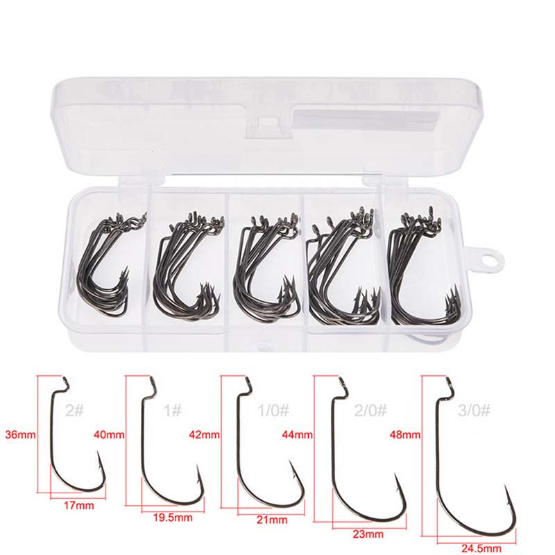 50 Stück/Box Hochkarbon-Stahl  – Fishing Hook Offset Bewertung und Preis